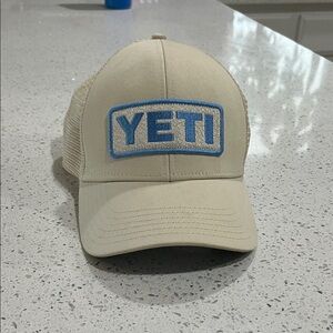 YETI Tan Cap with Blue Logo
